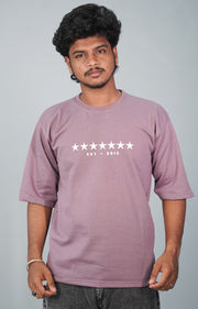 Five Sleeve Round Neck STAR Printed Tshirt for Men- Purple-T-Shirt-7 Man